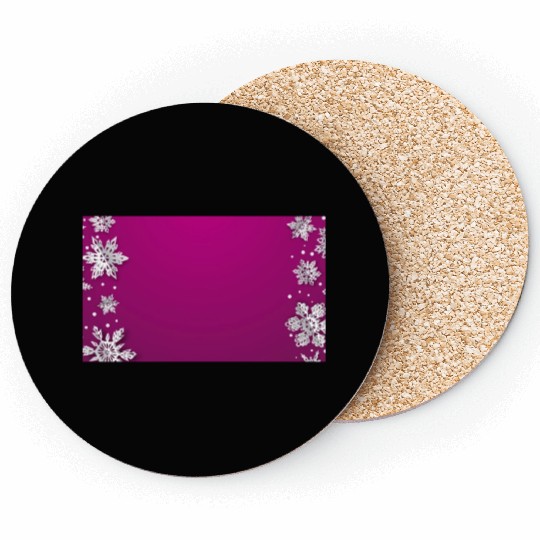 Elegant Snowflakes Pink Coasters