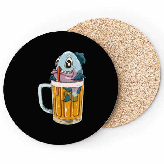 Funny Fish Drinking Beer Coasters