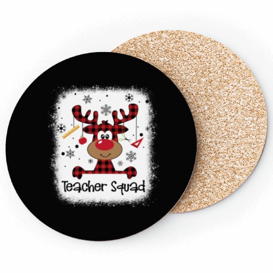 Bleached Teacher Squad Reindeer Funny Teacher Coasters