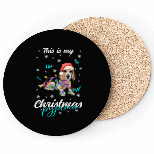 Winter Christmas Pyjama Beagle Coasters