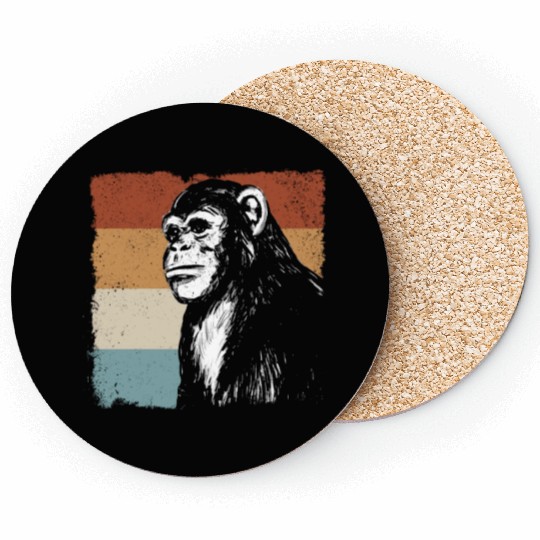 Monkey Chimpanzee Orangutan Monkey - Retro Monkey Coasters