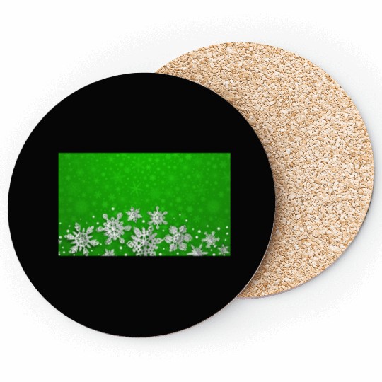 Green Snowflakes Pattern Coasters