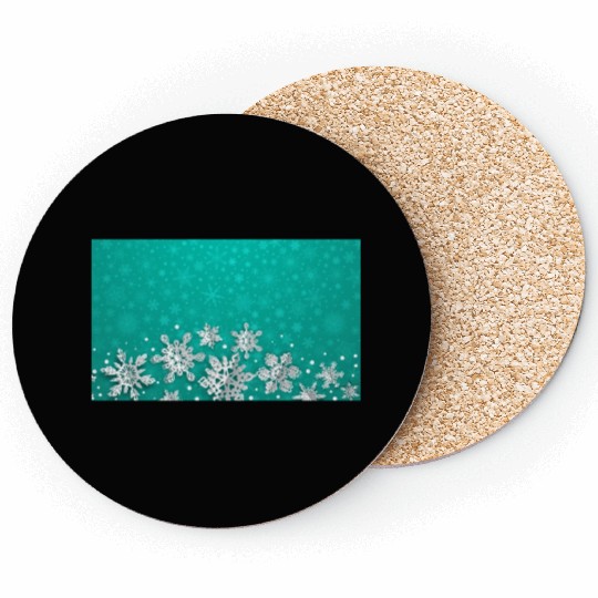 Teal Snowflakes Pattern Coasters