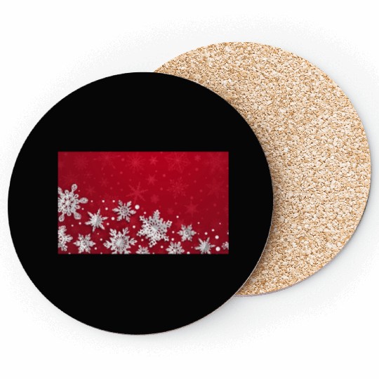 Modern Red Snowflakes Pattern Coasters