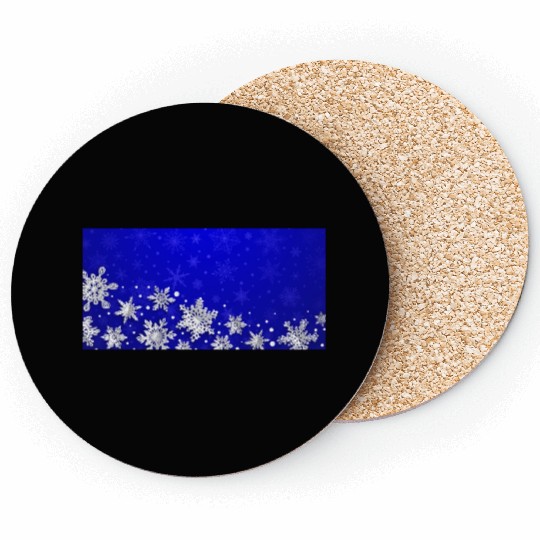 Modern Blue Snowflakes Pattern Coasters