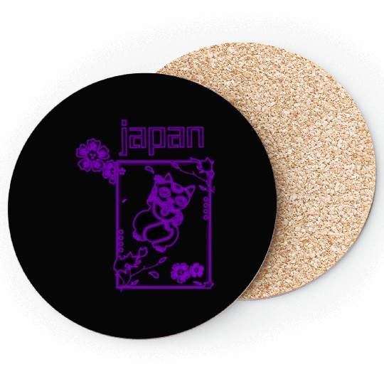 Japan Neon lucky Cat Coasters