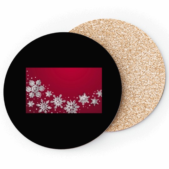 Christmas Snowflakes Red Winter Coasters
