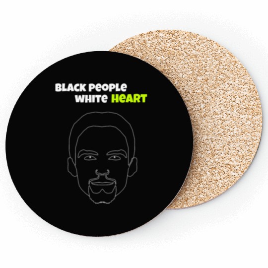 black people white heart Coasters