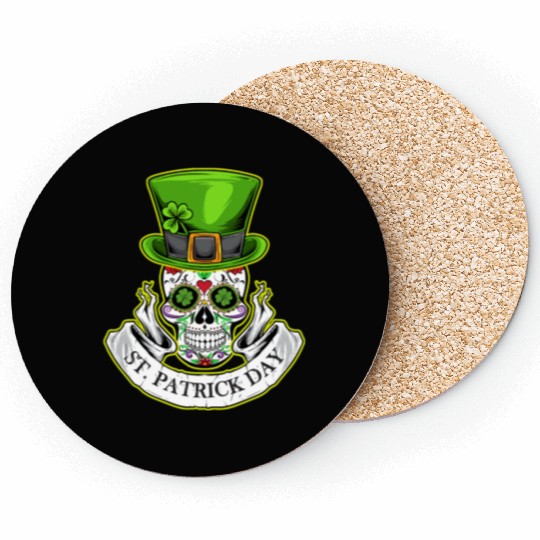 Sugar Skull | St Patrick Day | Lucky Charm Irish Coasters