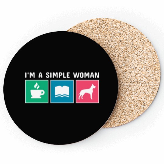 Coffee Books Great Dane I'm A Simple Woman Coasters