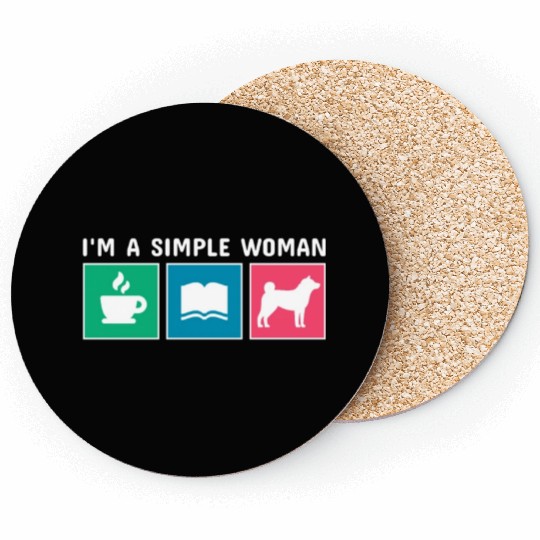 Coffee Books Shiba Inu I'm A Simple Woman Coasters