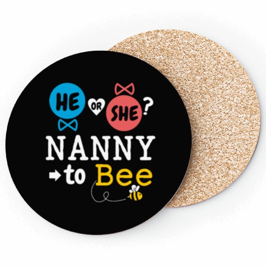 He or She Nanny To Bee Gender Reveal Family Baby Coasters