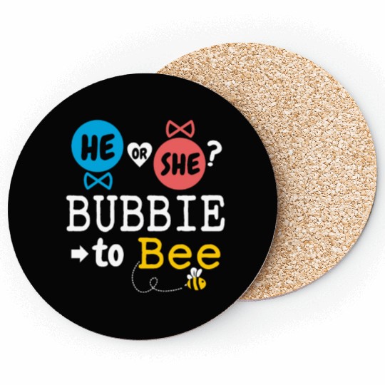 He or She Bubbie To Bee Gender Reveal Family Baby Coasters