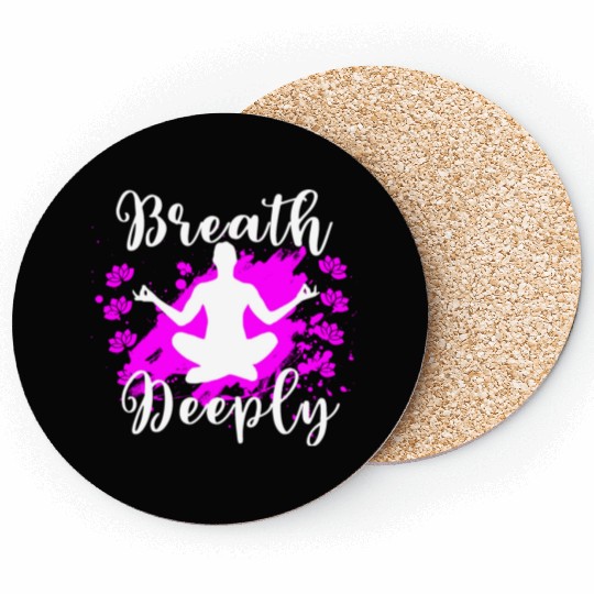 Yoga Coasters Breath Deeply Pink Lotus Gift Coasters
