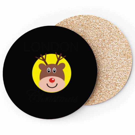 Funny Christmas Rudolph gift for Londoner Coasters