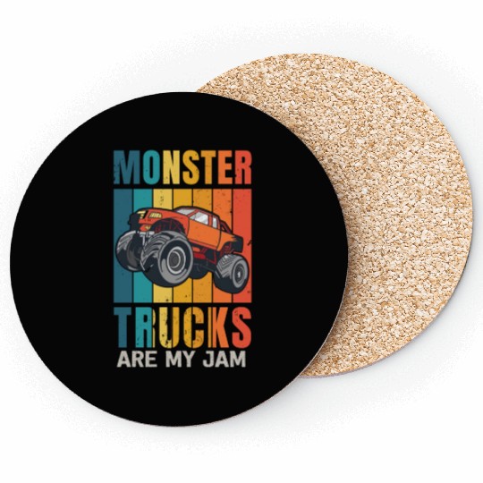 Monster Trucks Are My Jam Vintage Retro Coasters