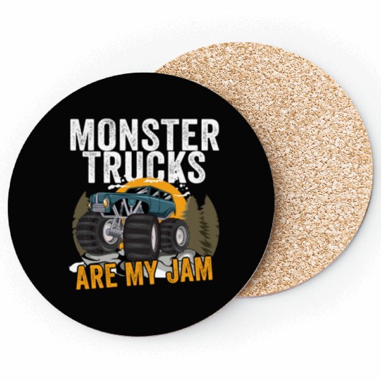 Monster Trucks Are My Jam Vintage Retro Coasters