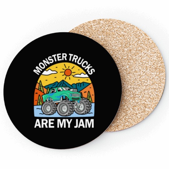 Monster Trucks Are My Jam Vintage Retro Coasters
