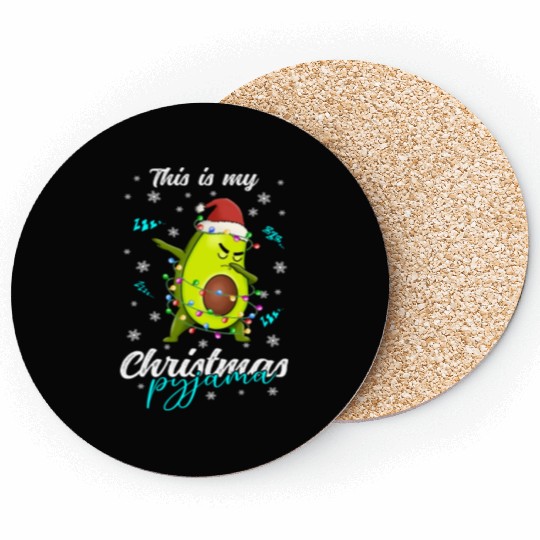Winter Christmas Pyjama Avocado Coasters