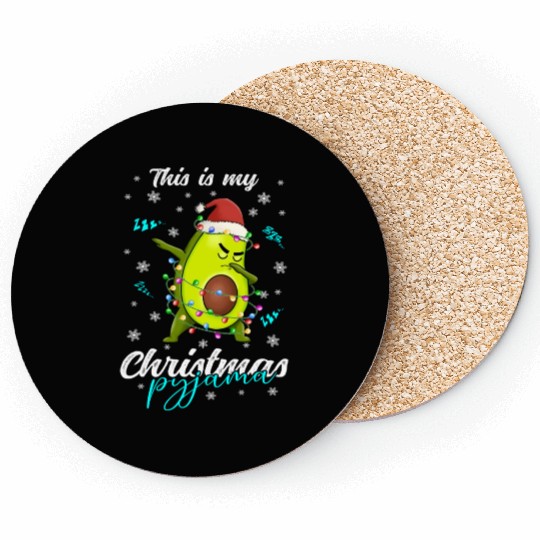 Winter Christmas Pyjama Avocado Coasters