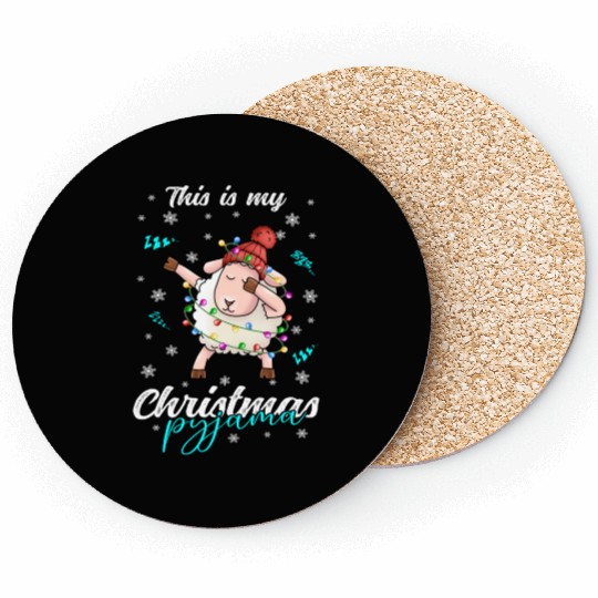 Winter Christmas Pyjama Sheep Coasters