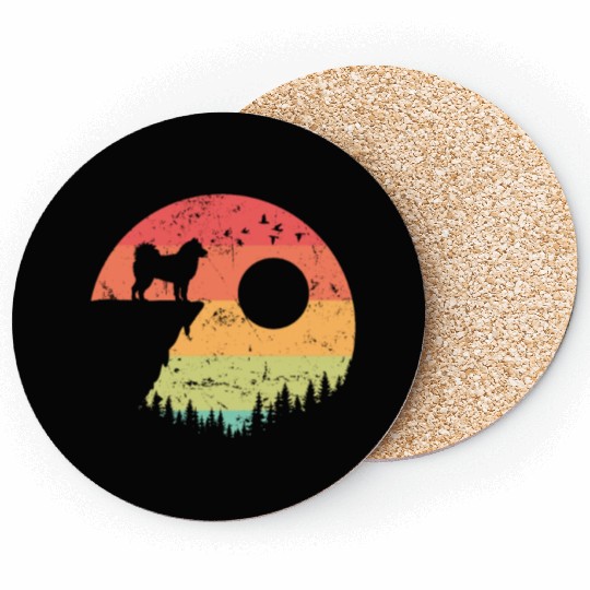 Alaskan Malamute at Sunrise in the Forest Coasters