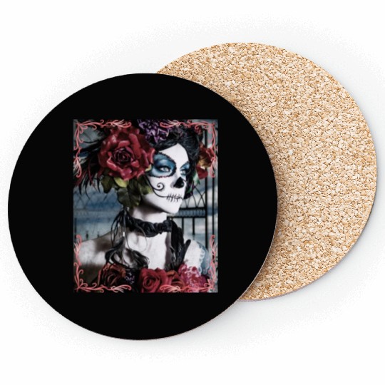 Beauty Dance Macabre Sugar Skull Girl Coasters