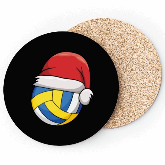 Volleyball Chirstmas Cute Volleyball Xmas Santa Coasters