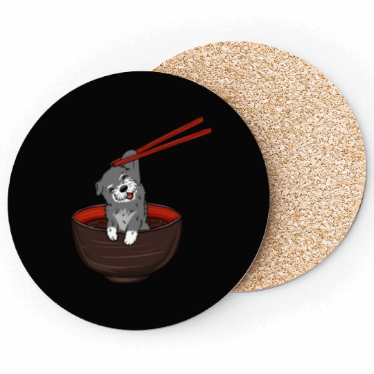 Schnauzer Dipping Noodles Coasters