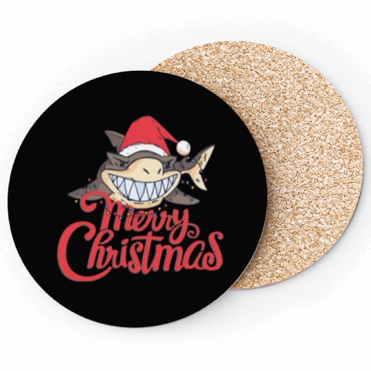 Cute Shark Cheeky In The Ocean For Christmas X-mas Coasters