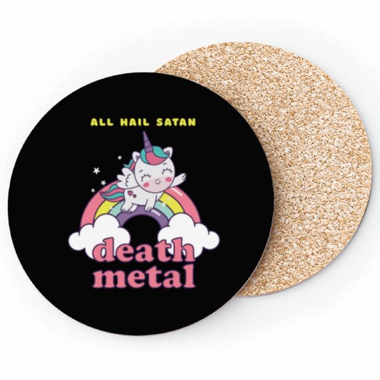 Unicorn On Cloud Death Metal Coasters
