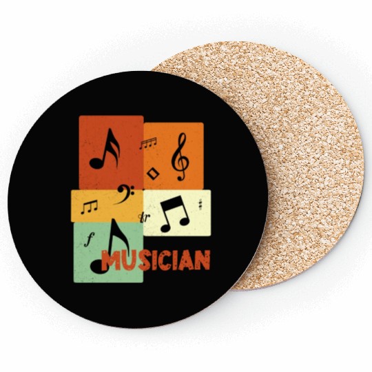 Musician Retro Vintage Distressed Squares Coasters