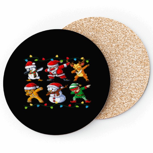 Dabbing Santa Elf Friends Christmas Boys Girls Men Coasters