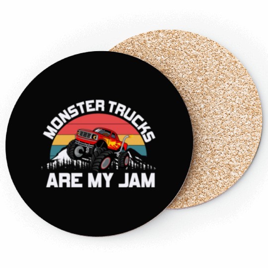 Monster Trucks Are My Jam Vintage Retro Coasters