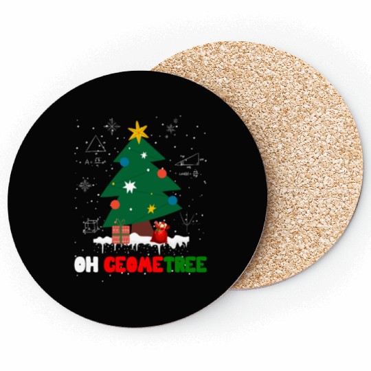 Oh Geometree Funny Christmas Geometry Math Teacher Coasters