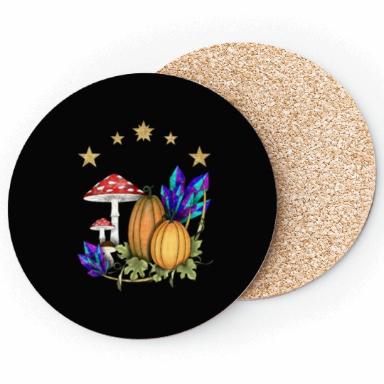 Pumpkins in magic forest Coasters
