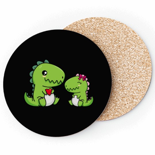 Big sister brother dino siblings boy girl heart Coasters