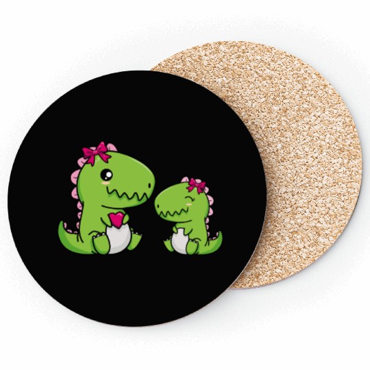 Big sister brother dino siblings boy girl heart Coasters