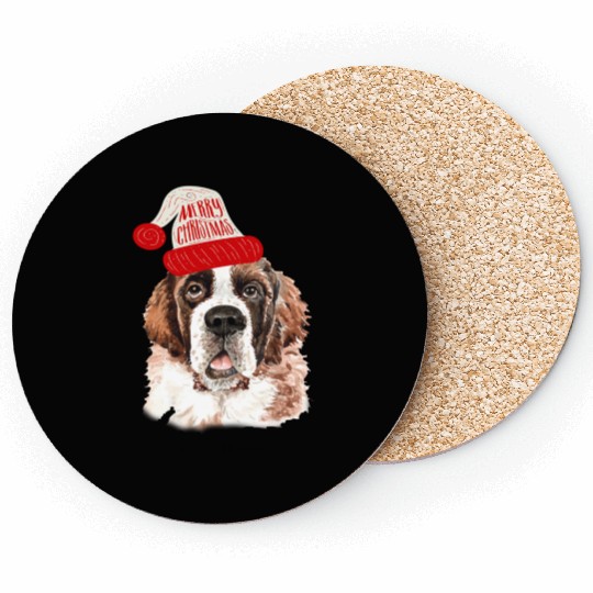 Black Base Saint Bernard Christmas Gift for Dog Coasters