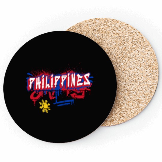 Philippines graffiti flag design Coasters