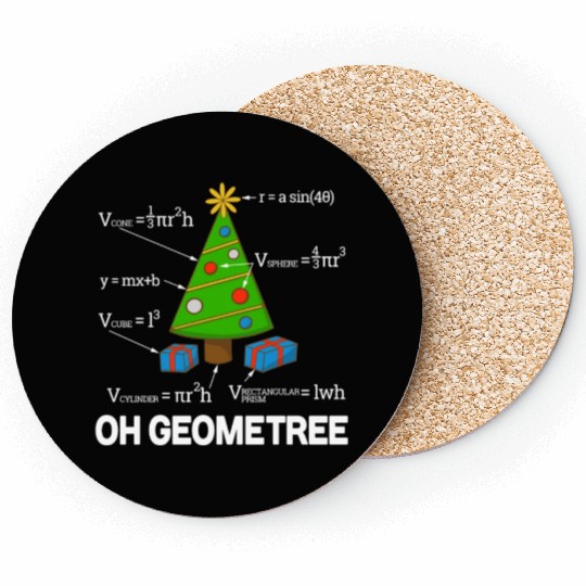 Funny Math Geometry Christmas Tree Teacher Coasters
