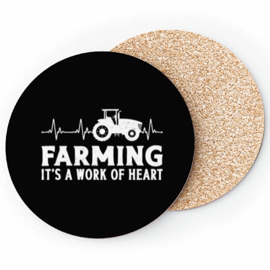 Farming Farmer Girl Heartbeat Coasters