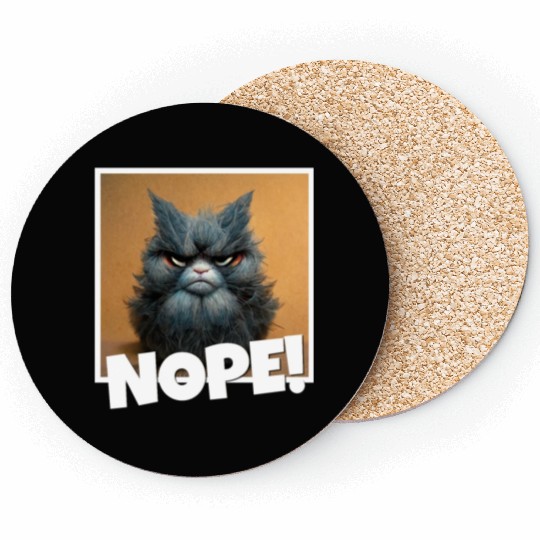 3d cat grumpy Coffee I hate people good morning Coasters
