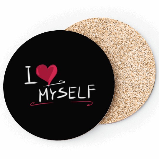 i love me heart text saying Coasters