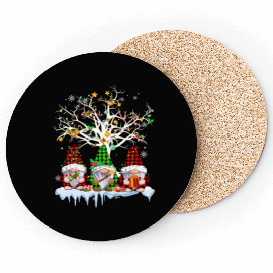 Gnomes Merry Christmas Light Family Gnome Xmas Coasters