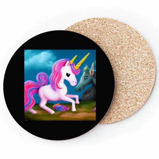 White Unicorn in pastel colors Coasters