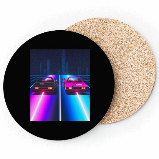 Vaporwave Car Synthwave City Coasters