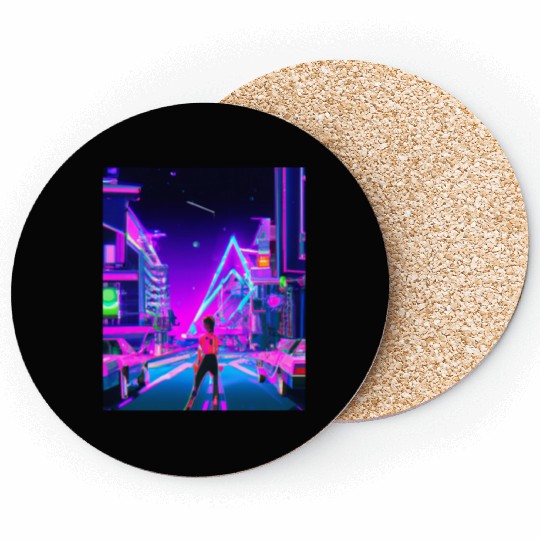 Vaporwave Car Synthwave Girl Coasters