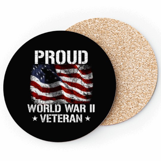 World War 2 Veteran Military Veteran USA Flag Coasters