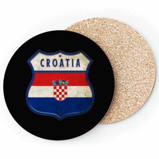 Croatia flag coat of arms design Coasters